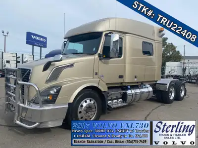 Premium Used 2017 VNL730: HEAVY HAUL, READY TO WORK. Gold Pearl Paint with Dark Interior Trim. 77" M...