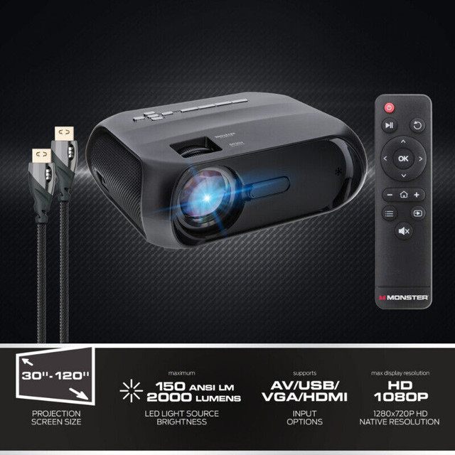 Monster Vision Image Pro – Super Bright 720P HD LCD Projector in General Electronics in Markham / York Region - Image 4