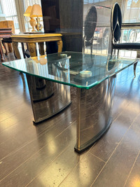 Square Metal+Glass End Table