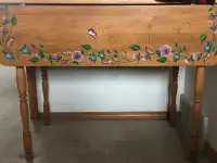 Drop leaf custom painted wooden table