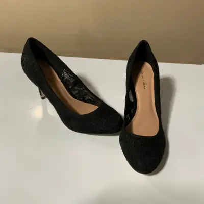 Brand new Beautiful black lace heels, View more