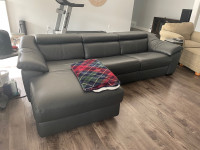 Leather power motion sectional couch