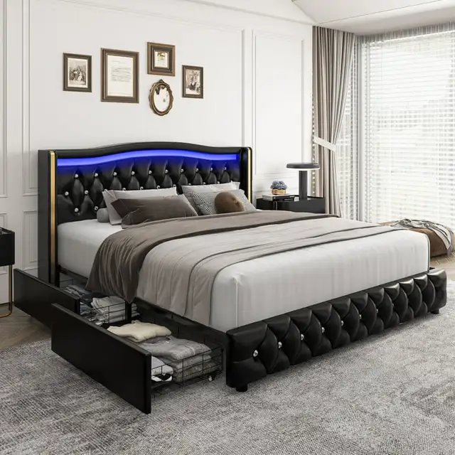 king storage led king bed frame  in Beds & Mattresses in Markham / York Region - Image 6