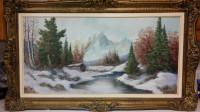 Listed Canadian artist P. Hyttinen landscape oil painting.