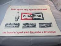 LARGE VINTAGE 1967 CHAMPION SPARK PLUG APPLICATION CHARTS #M0155