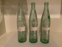 Vintage Coca Cola Bottles, 16 oz Green, OK, PA, TX