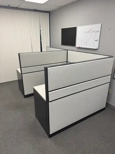 Large inventory of Teknion office cubicle systems available in multiple sizes, panel heights and con...