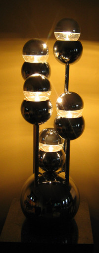 Vintage 1960s Modern Chrome Five Eyeball Table Torchiere Lamp