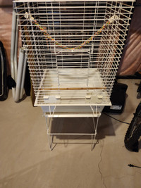 Small parrot Cockatiel /conure cage with  with stand and dishes