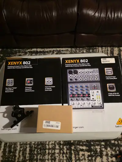 Behringer Xenyx  8 Input Mixer and Yamaha Mic Stand Adaptor, View more