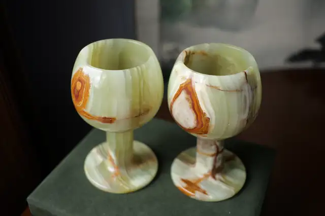 Green Banded Onyx Stone Goblets62863733746178123