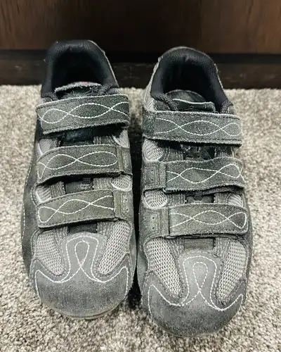 Women size 7.5 bike shoes with Shimano clips, View more