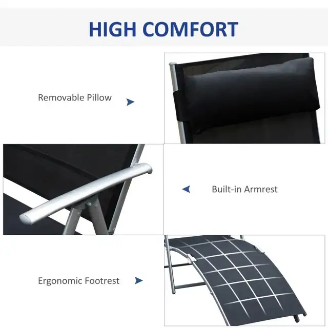Black Heavy duty Adjustable Folding Reclining Chair  Lounge in Patio & Garden Furniture in Markham / York Region - Image 5