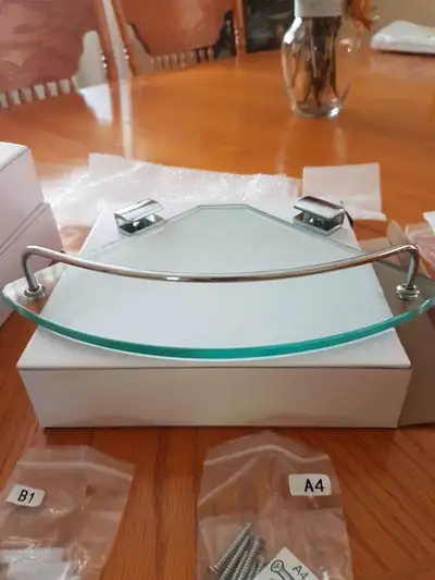 Brand New Tempered glass shower shelf or bathroom shelf. $20., View more