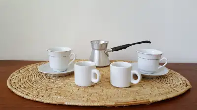 Coffee cups and pot - Turkish -  Greek - Espresso, View more