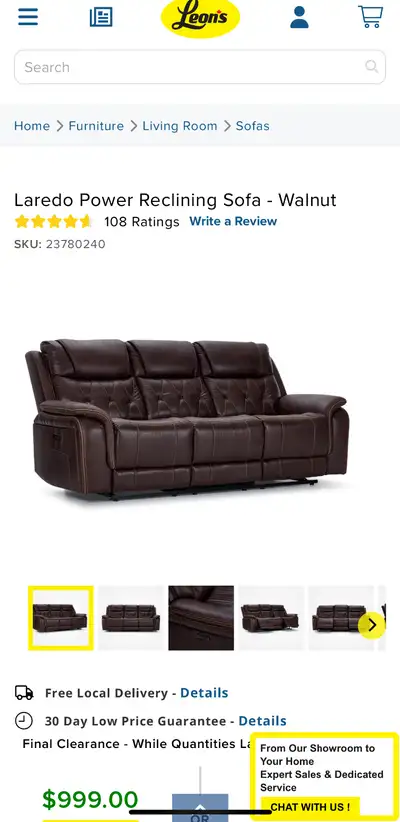 Reclining sofa - 6 mos old, View more
