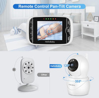 HelloBaby Monitor with Camera and Audio, IPS Screen LCD 3.2”Disp