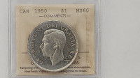 Canada $1 1950 FWL – ICCS MS60