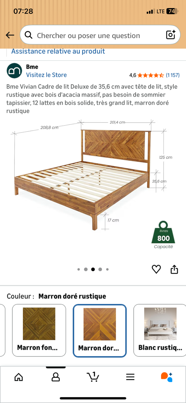 Lit King en bois Vivian Cadre de lit Deluxe de 35,6 cm in Beds & Mattresses in Longueuil / South Shore - Image 11