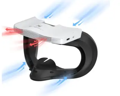 Fan for Oculus Quest 2 Fitness Facial Interface Foam with Silicone Face Pad Anti-fogging Cooling Air...