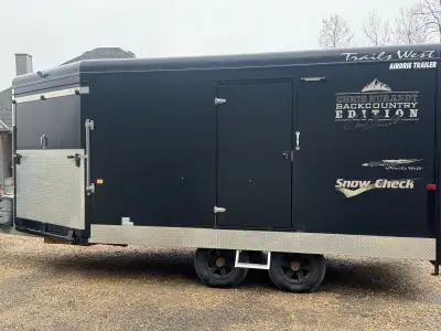 Excellent condition full insulated 20’ sled/UTV trailer. 40,000 btu propane furnace. Heated cabinets...