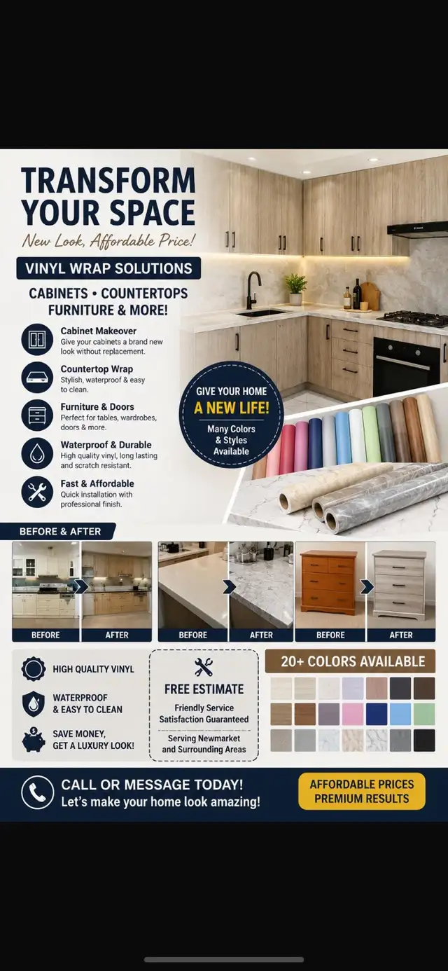 Cabinet Makeover Vinyl Wraps  in Kitchen & Dining Wares in City of Toronto - Image 3