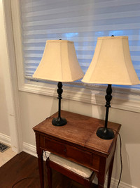 Pair of black table lamps