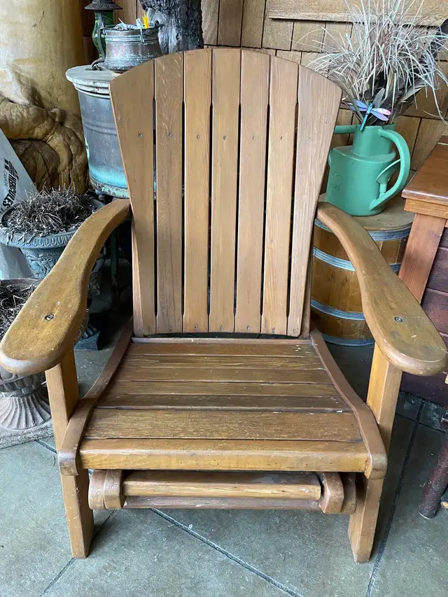 Handcrafted Pair of Cedar Adirondack Chairs With Footstools and in Patio & Garden Furniture in Kamloops - Image 8