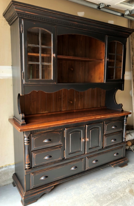 Large Rustic Vintage Farmhouse Style Buffet Hutch Hutches & Display