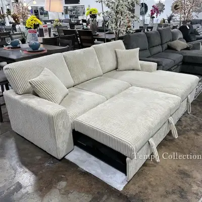 Flashing White Corduroy Sofa Bed Available on Sale , View more