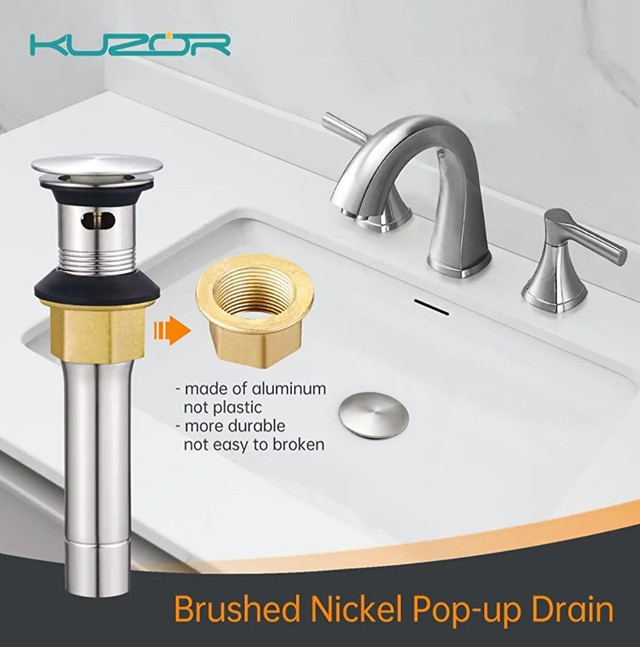 KUZOR 2 PCS Bathroom Sink Drain Assembly Pop Up Drain  in Bathwares in Windsor Region - Image 3