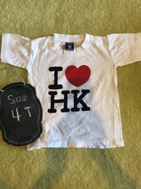 BOYS 'I LOVE HK' WHITE T-SHIRT FITS SIZE 4