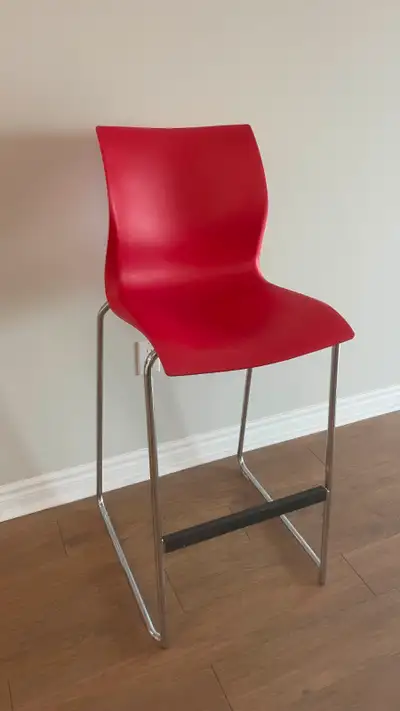 2x Red Bar/Counter Stools sold together 52L x 50W x 112H Centimeters