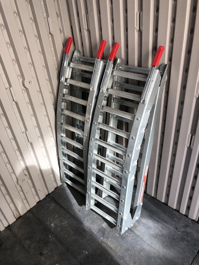 Steel Rung Folding Arched Loading Ramp, Pair, 84in Ladders