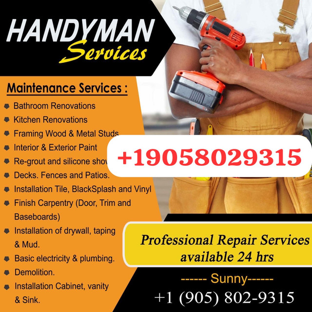 handyman, bathroom renovation, all kind of construction work - Mississauga / Peel Region in Renovations, General Contracting & Handyman in Mississauga / Peel Region