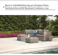 New In The Box Grey CANVAS Bala Square Outdoor Patio Sectional