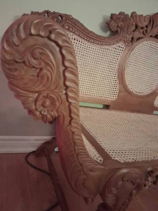 Teak wood couch, hand carved & woven in Sri Lanka, 27" x 77" in Couches & Futons in City of Toronto - Image 4