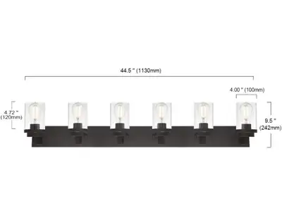 WULLUX 45.3" Oil Rubbed Bronze 6 Light Vanity Light Fixture, View more