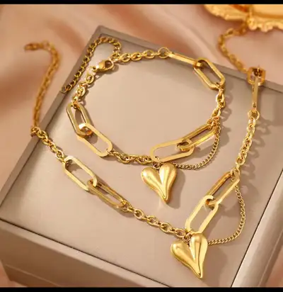 New 18k gold plated stainless steel set, View more