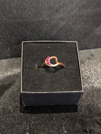 Women's 10K Gold Ring with Pink Topaz~Size 6.5
