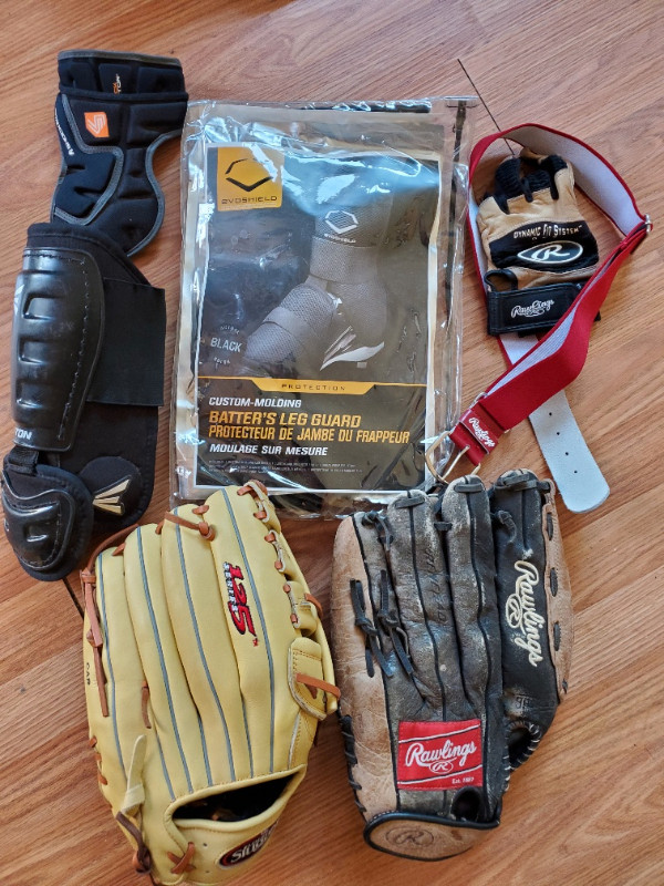 Baseball glove Cleats C Flap leg hand wrist guards shade in Baseball & Softball in Red Deer