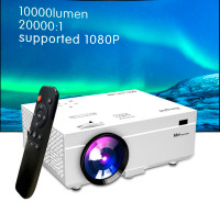 New Projector 10000 Lumens Portable Video Projector, 200“ Screen