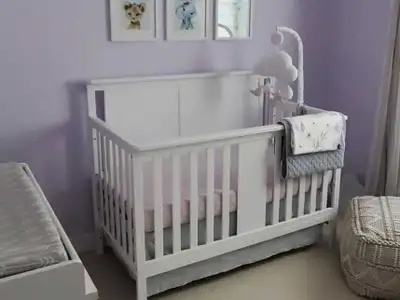 White crib with mattress, View more