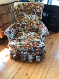 chaise vintage berçante ,fauteuil pivotant tissu marque KROEHLER