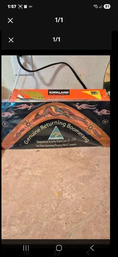 Add a touch of the Outback to your collection with this genuine Kirkland returning boomerang, design...