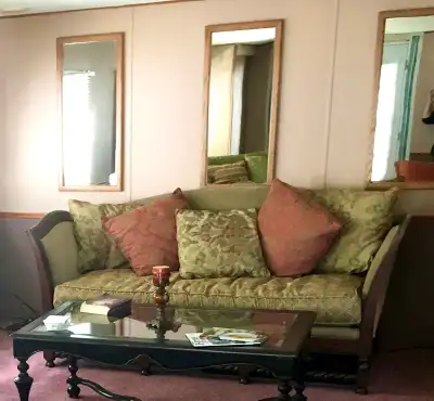 Couch with feather stuffing 1 piece sold oak, View more