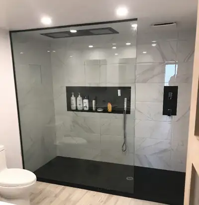 BASE DE DOUCHE EN INOX ÉMAILLÉ NOIR FABRIQUÉ SUR MESURE, View more