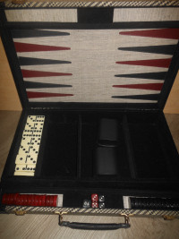 backgammon and dominoes game with case