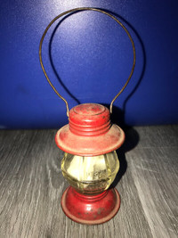 Antique/Vintage Tin Toy Lantern Candy Container - Red - "Avor"