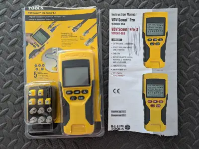 Old stock new open box cable tester for network RG45, coaxial, phone RG11 connections.